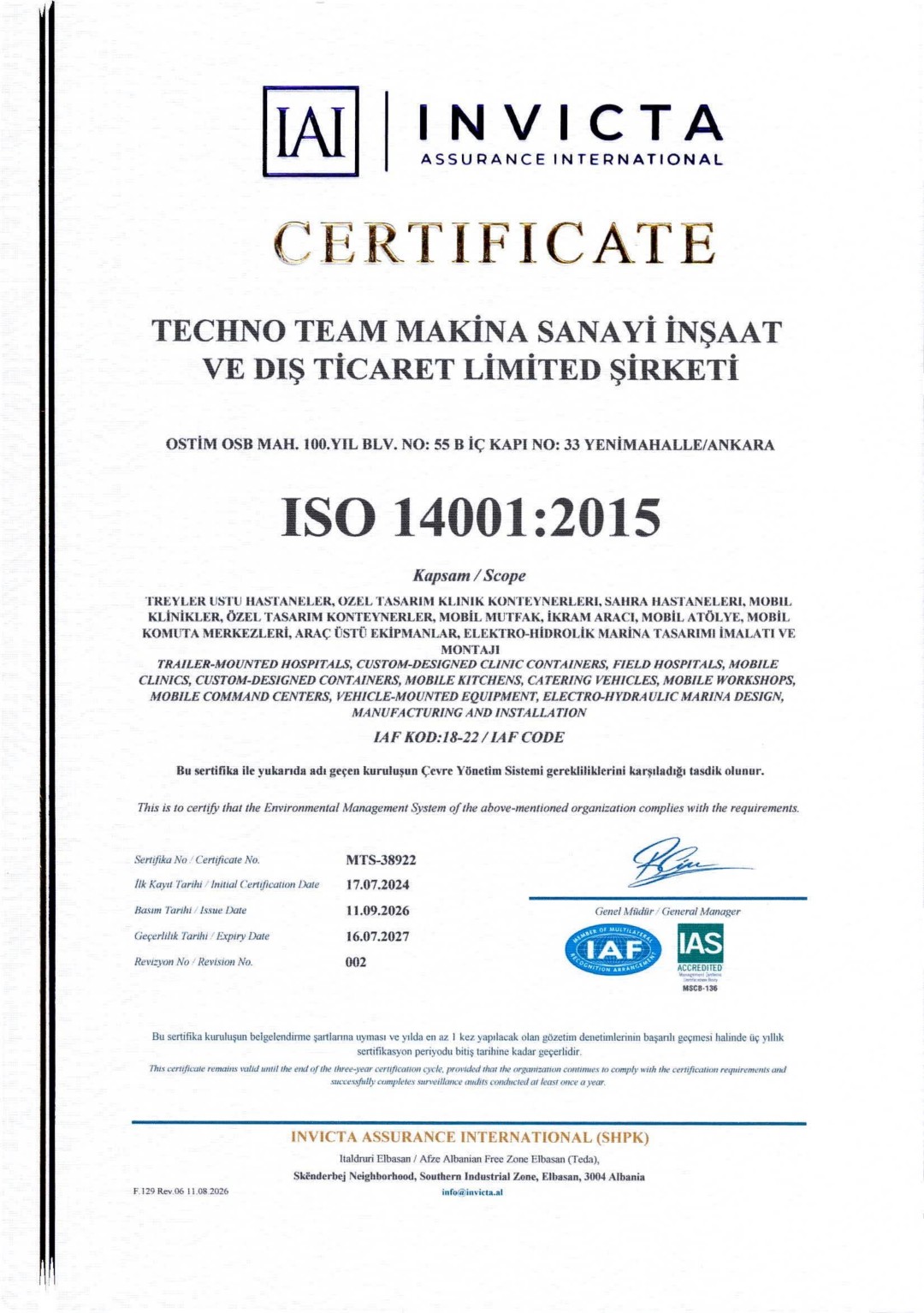 ISO 14001 2015 Environmental Management Systems