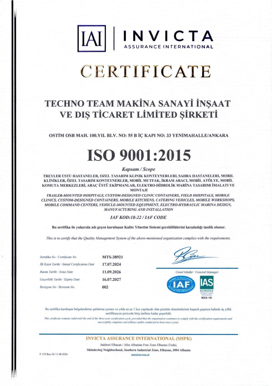 ISO9001 Quality Management System