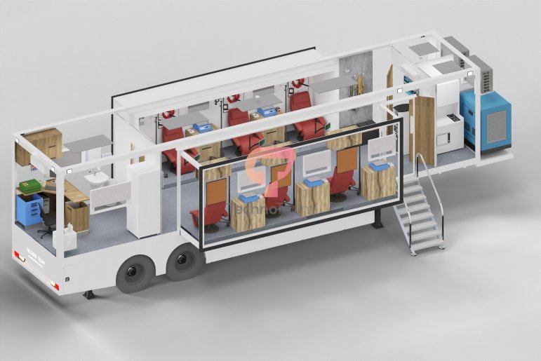 Mobile Blood Collection Unit,Mobile Vaccine Vehicle,Expanding Blood Collection Container,Blood Bank Container,expandable container,trailer based blood donation,blood mobile,mobile blood donation vehicle,plasma donation